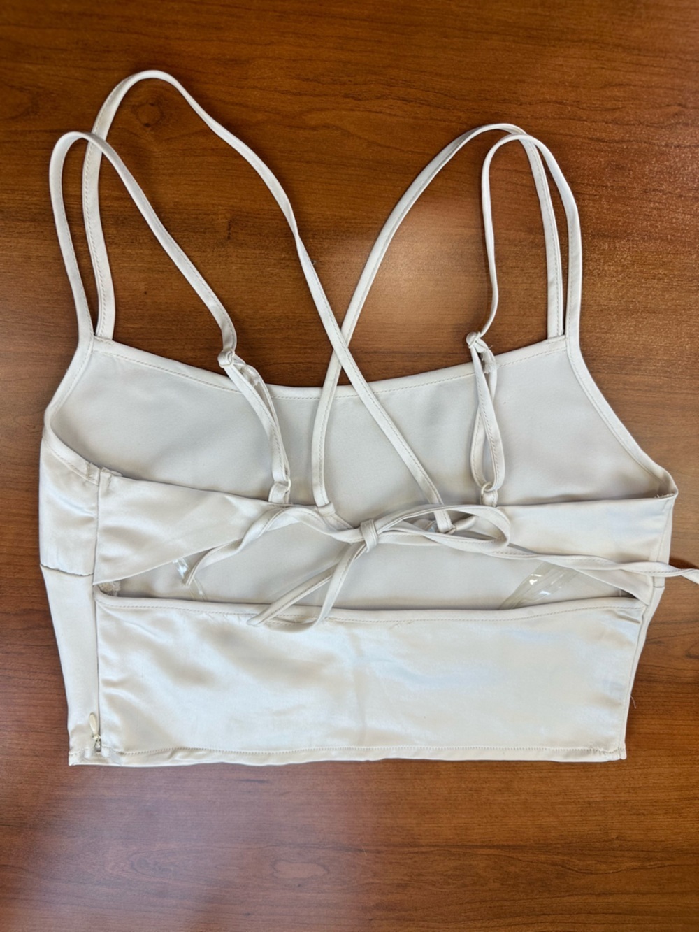 NWT L.A. Hearts Light Cream Strappy Cropped Bralette with Adjustable Ties Sz S - Picture 2 of 11